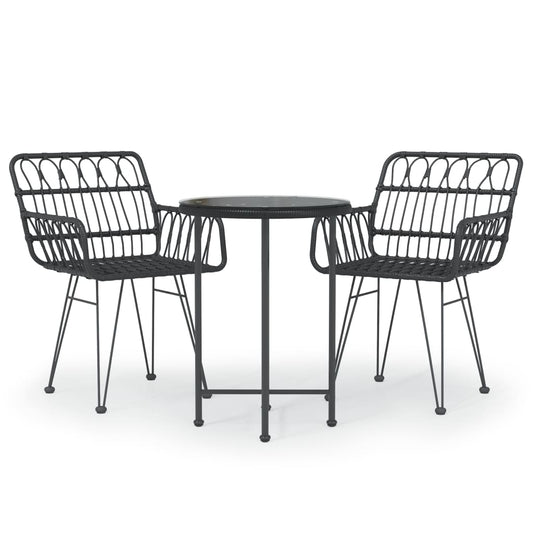 3 Piece Garden Dining Set Black Poly Rattan 3 Piece Garden Dining Set Black Poly Rattan