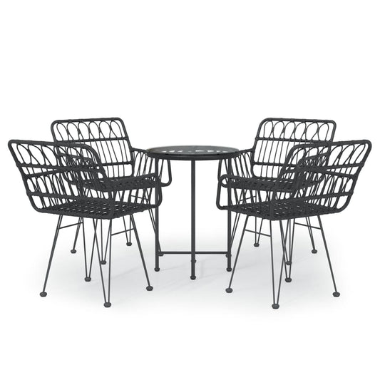 5 Piece Garden Dining Set Black Poly Rattan 5 Piece Garden Dining Set Black Poly Rattan