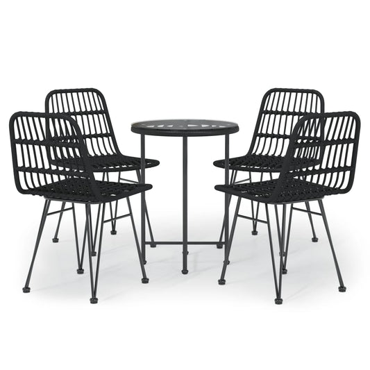 5 Piece Garden Dining Set Black Poly Rattan 5 Piece Garden Dining Set Black Poly Rattan