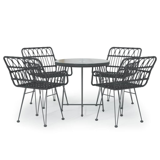 5 Piece Garden Dining Set Black Poly Rattan 5 Piece Garden Dining Set Black Poly Rattan