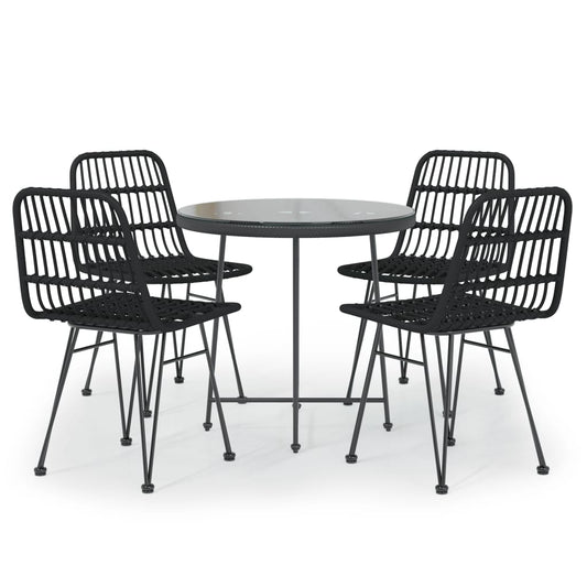 5 Piece Garden Dining Set Black Poly Rattan 5 Piece Garden Dining Set Black Poly Rattan