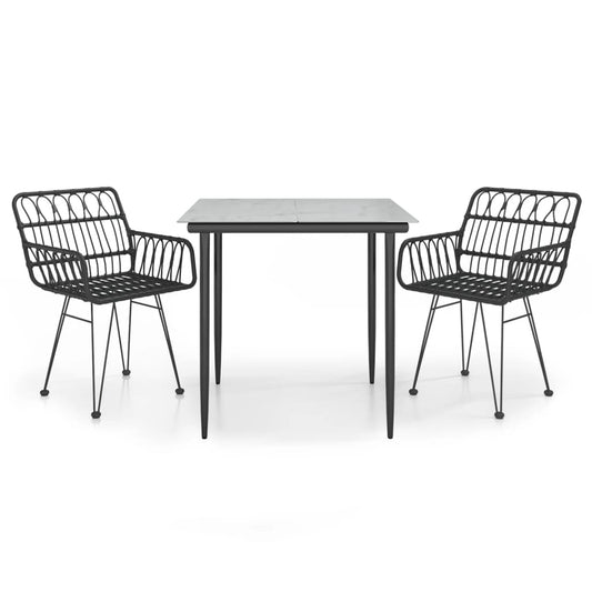 3 Piece Garden Dining Set Black Poly Rattan 3 Piece Garden Dining Set Black Poly Rattan