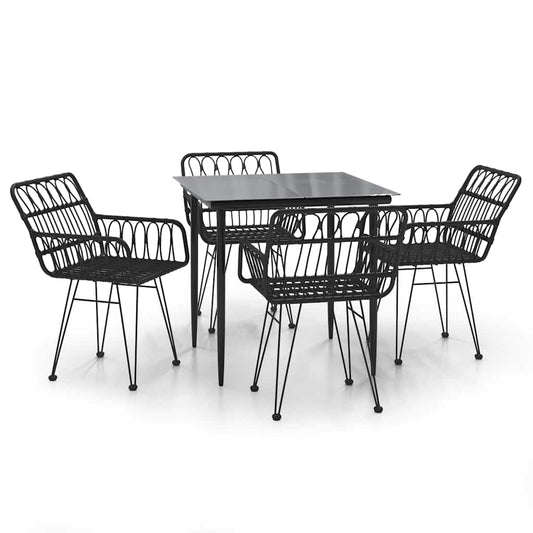 5 Piece Garden Dining Set Black Poly Rattan 5 Piece Garden Dining Set Black Poly Rattan