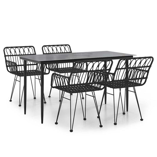 5 Piece Garden Dining Set Black Poly Rattan 5 Piece Garden Dining Set Black Poly Rattan