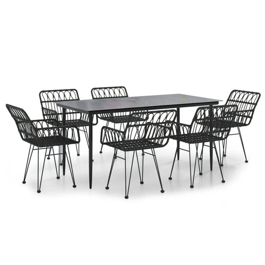 7 Piece Garden Dining Set Black Poly Rattan 7 Piece Garden Dining Set Black Poly Rattan