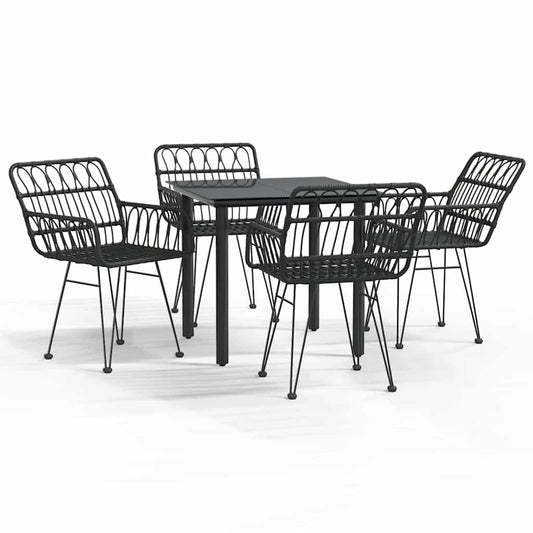 5 Piece Garden Dining Set Black Poly Rattan 5 Piece Garden Dining Set Black Poly Rattan