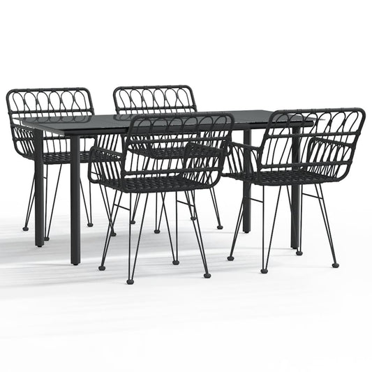 5 Piece Garden Dining Set Black Poly Rattan 5 Piece Garden Dining Set Black Poly Rattan