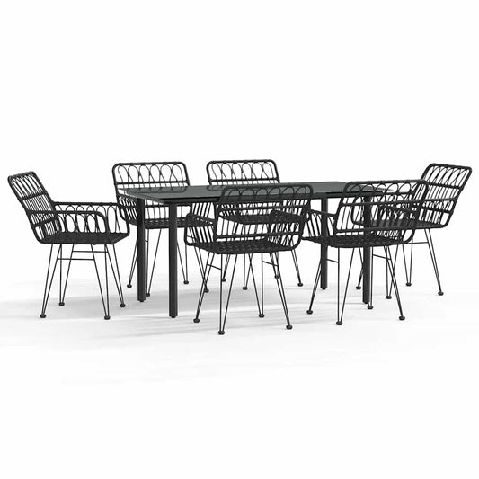 7 Piece Garden Dining Set Black Poly Rattan 7 Piece Garden Dining Set Black Poly Rattan