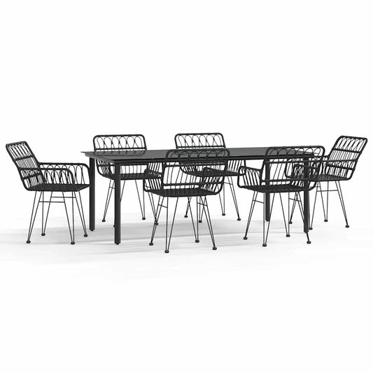 7 Piece Garden Dining Set Black Poly Rattan 7 Piece Garden Dining Set Black Poly Rattan