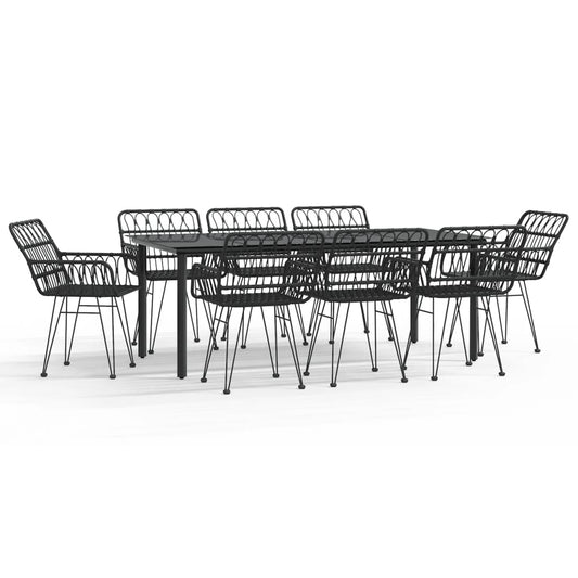 9 Piece Garden Dining Set Black Poly Rattan 9 Piece Garden Dining Set Black Poly Rattan