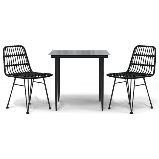 3 Piece Garden Dining Set Black Poly Rattan 3 Piece Garden Dining Set Black Poly Rattan