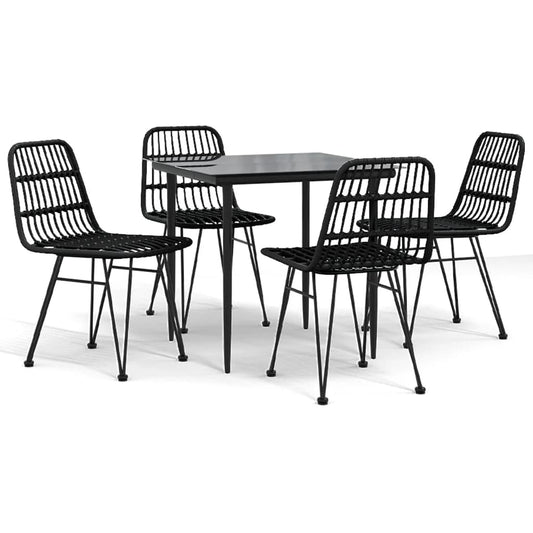 5 Piece Garden Dining Set Black Poly Rattan 5 Piece Garden Dining Set Black Poly Rattan
