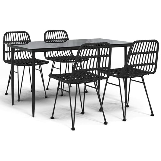 5 Piece Garden Dining Set Black Poly Rattan 5 Piece Garden Dining Set Black Poly Rattan