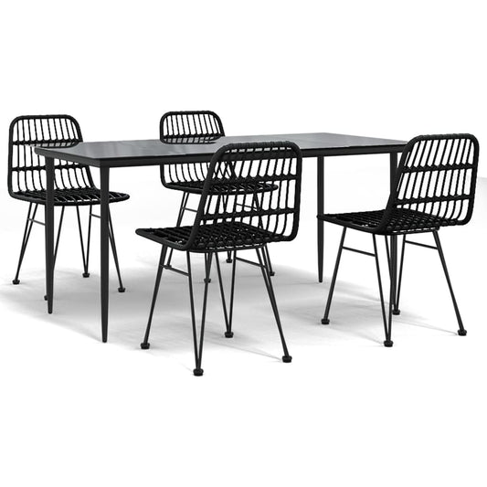 5 Piece Garden Dining Set Black Poly Rattan 5 Piece Garden Dining Set Black Poly Rattan