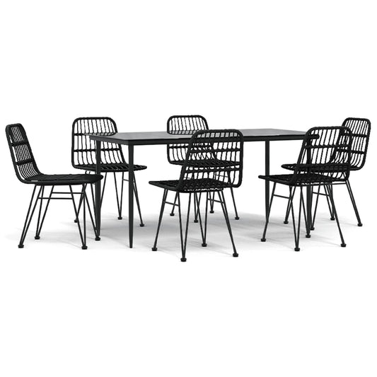 7 Piece Garden Dining Set Black Poly Rattan 7 Piece Garden Dining Set Black Poly Rattan