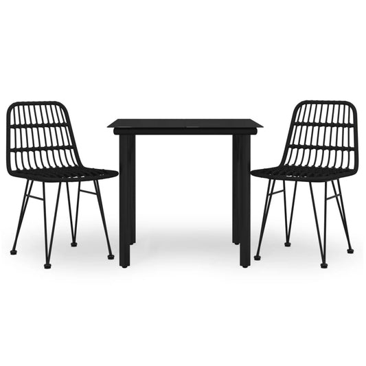 3 Piece Garden Dining Set Black Poly Rattan 3 Piece Garden Dining Set Black Poly Rattan