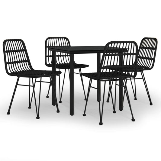5 Piece Garden Dining Set Black Poly Rattan 5 Piece Garden Dining Set Black Poly Rattan