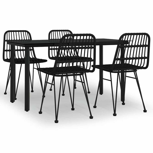 5 Piece Garden Dining Set Black Poly Rattan 5 Piece Garden Dining Set Black Poly Rattan