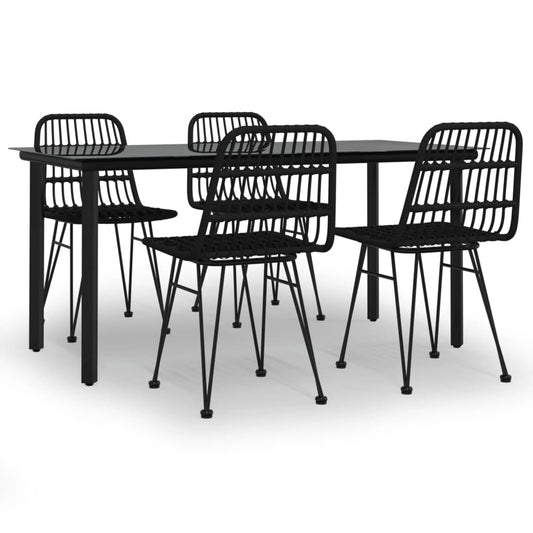 5 Piece Garden Dining Set Black Poly Rattan 5 Piece Garden Dining Set Black Poly Rattan