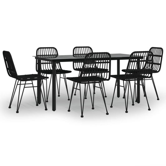 7 Piece Garden Dining Set Black Poly Rattan 7 Piece Garden Dining Set Black Poly Rattan