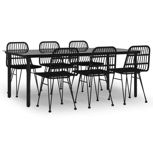 7 Piece Garden Dining Set Black Poly Rattan 7 Piece Garden Dining Set Black Poly Rattan