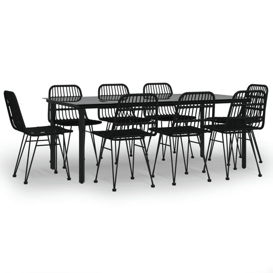 9 Piece Garden Dining Set Black Poly Rattan 9 Piece Garden Dining Set Black Poly Rattan