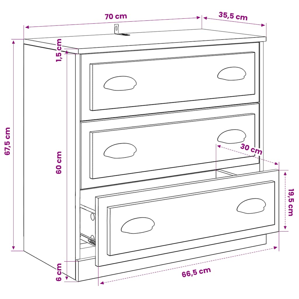 Sideboards 3 pcs Concrete Grey Engineered Wood