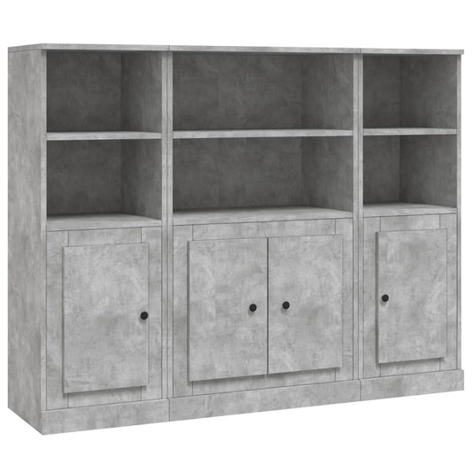Highboards 3 pcs Concrete Grey Engineered Wood Highboards 3 pcs Concrete Grey Engineered Wood