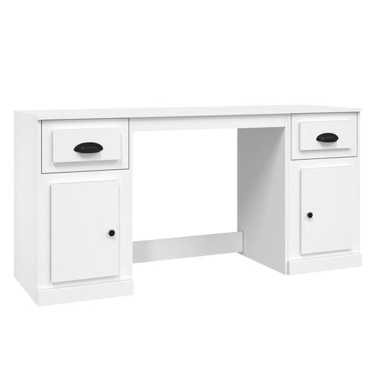 Desk with Cabinet White Engineered Wood Desk with Cabinet White Engineered Wood