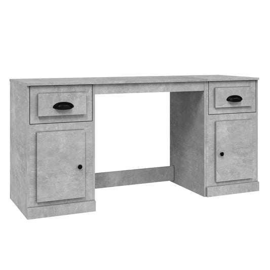 Desk with Cabinet Concrete Grey Engineered Wood Desk with Cabinet Concrete Grey Engineered Wood