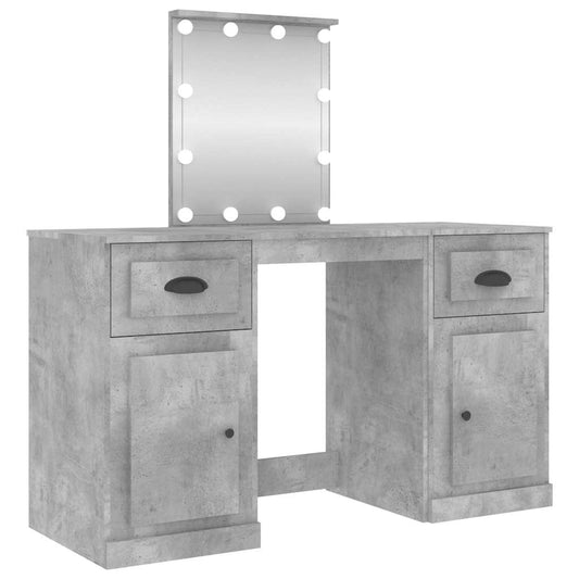 Dressing Table with LED Concrete Grey 130x50x132.5 cm Dressing Table with LED Concrete Grey 130x50x132.5 cm