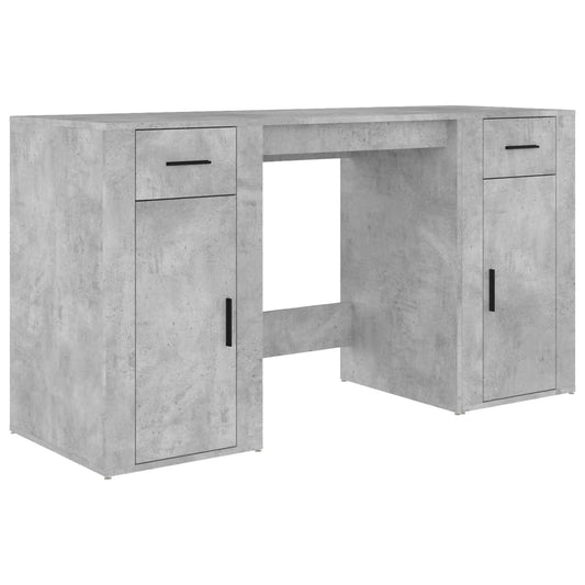 Desk with Cabinet Concrete Grey Engineered Wood Desk with Cabinet Concrete Grey Engineered Wood