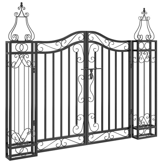 Garden Gate Black 121x8x100 cm Wrought Iron Garden Gate Black 121x8x100 cm Wrought Iron