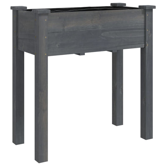 Planter with Liner Grey 71x37x76 cm Solid Wood Fir Planter with Liner Grey 71x37x76 cm Solid Wood Fir