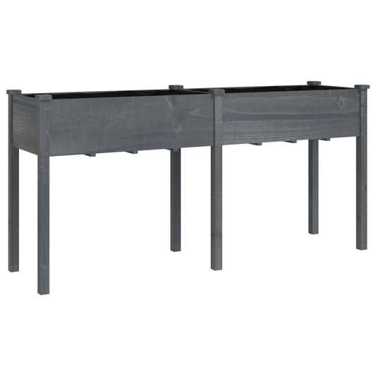Planter with Liner Grey 161x45x76 cm Solid Wood Fir Planter with Liner Grey 161x45x76 cm Solid Wood Fir