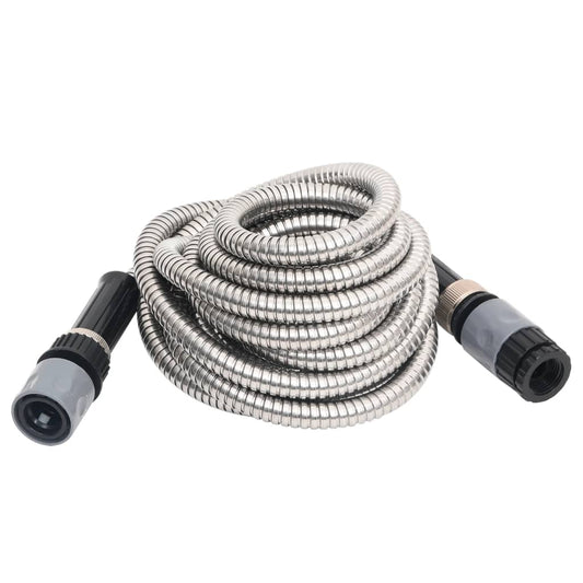 Garden Hose with Spray Nozzle Silver 0.6" 30 m Stainless Steel Garden Hose with Spray Nozzle Silver 0.6" 30 m Stainless Steel