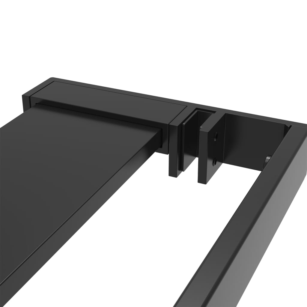 Walk-in Shower Wall with Shelf Black 90x195 cm