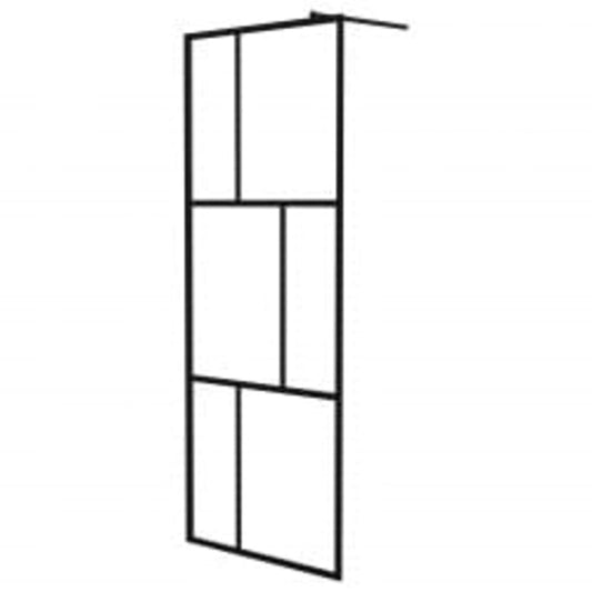 Walk-in Shower Wall with Shelf Black 90x195 cm ESG Glass&Aluminium Walk-in Shower Wall with Shelf Black 90x195 cm ESG Glass&Aluminium