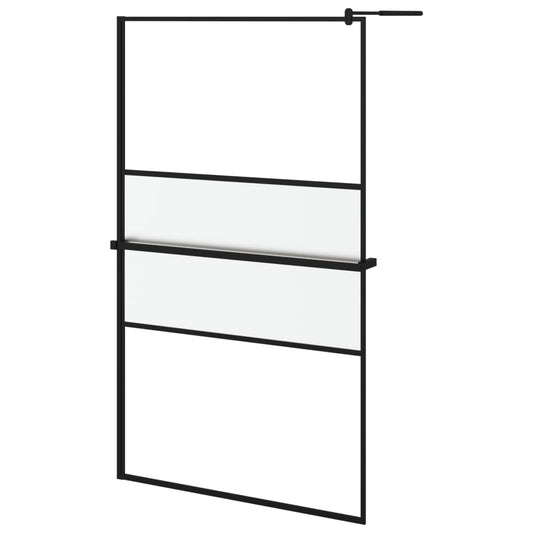 Walk-in Shower Wall with Shelf Black 115x195 cm Walk-in Shower Wall with Shelf Black 115x195 cm