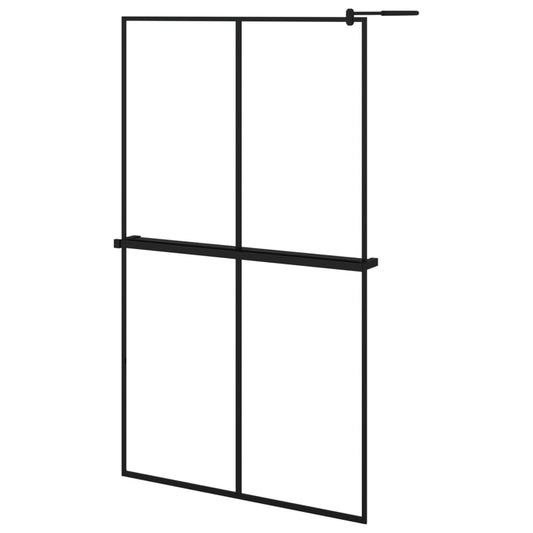 Walk-in Shower Wall with Shelf Black 118x190 cm ESG Glass&Aluminium Walk-in Shower Wall with Shelf Black 118x190 cm ESG Glass&Aluminium