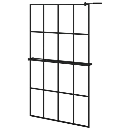 Walk-in Shower Wall with Shelf Black 118x190 cm ESG Glass&Aluminium Walk-in Shower Wall with Shelf Black 118x190 cm ESG Glass&Aluminium