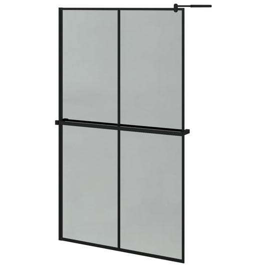 Walk-in Shower Wall with Shelf Black 118x190 cm ESG Glass&Aluminium Walk-in Shower Wall with Shelf Black 118x190 cm ESG Glass&Aluminium