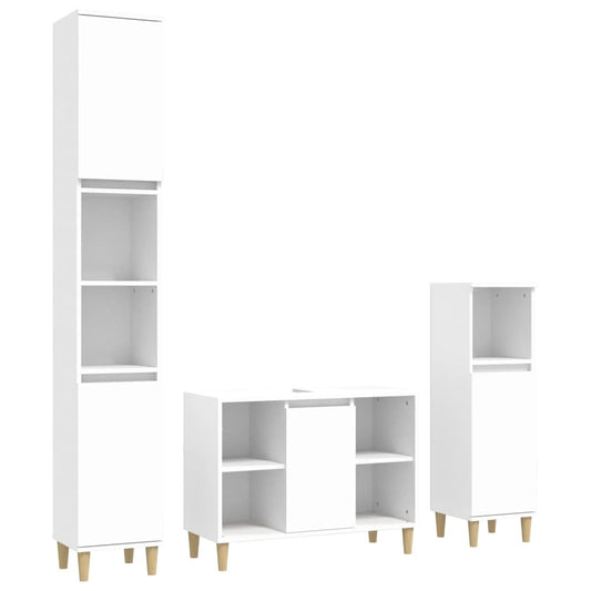 3 Piece Bathroom Furniture Set White Engineered Wood 3 Piece Bathroom Furniture Set White Engineered Wood