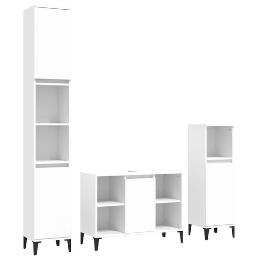 3 Piece Bathroom Furniture Set White Engineered Wood 3 Piece Bathroom Furniture Set White Engineered Wood