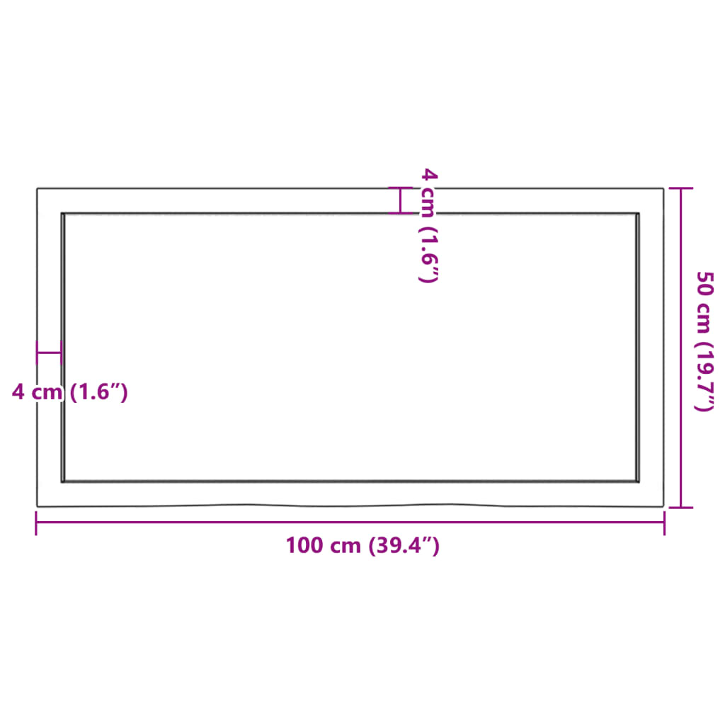Bathroom Countertop 100x50x(2-6) cm Untreated Solid Wood