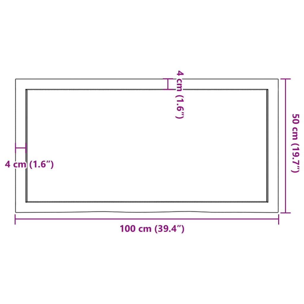 Bathroom Countertop Dark Brown 100x50x(2-4) cm Solid Wood