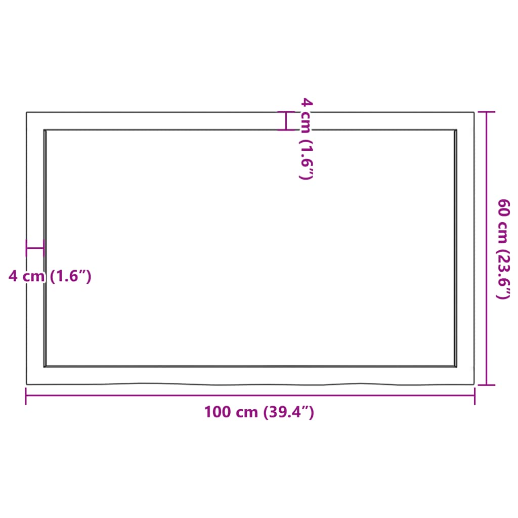 Bathroom Countertop Dark Brown 100x60x(2-6) cm Solid Wood