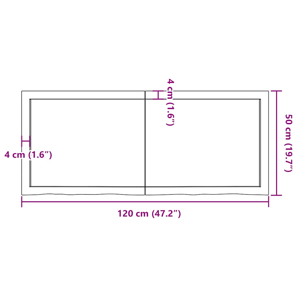 Bathroom Countertop Dark Brown 120x50x(2-4) cm Solid Wood