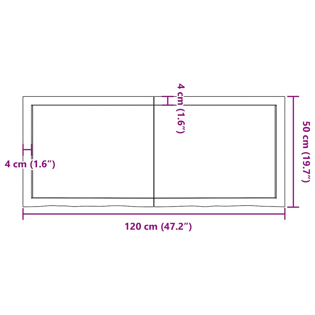 Bathroom Countertop Dark Brown 120x50x(2-6) cm Treated Solid Wood