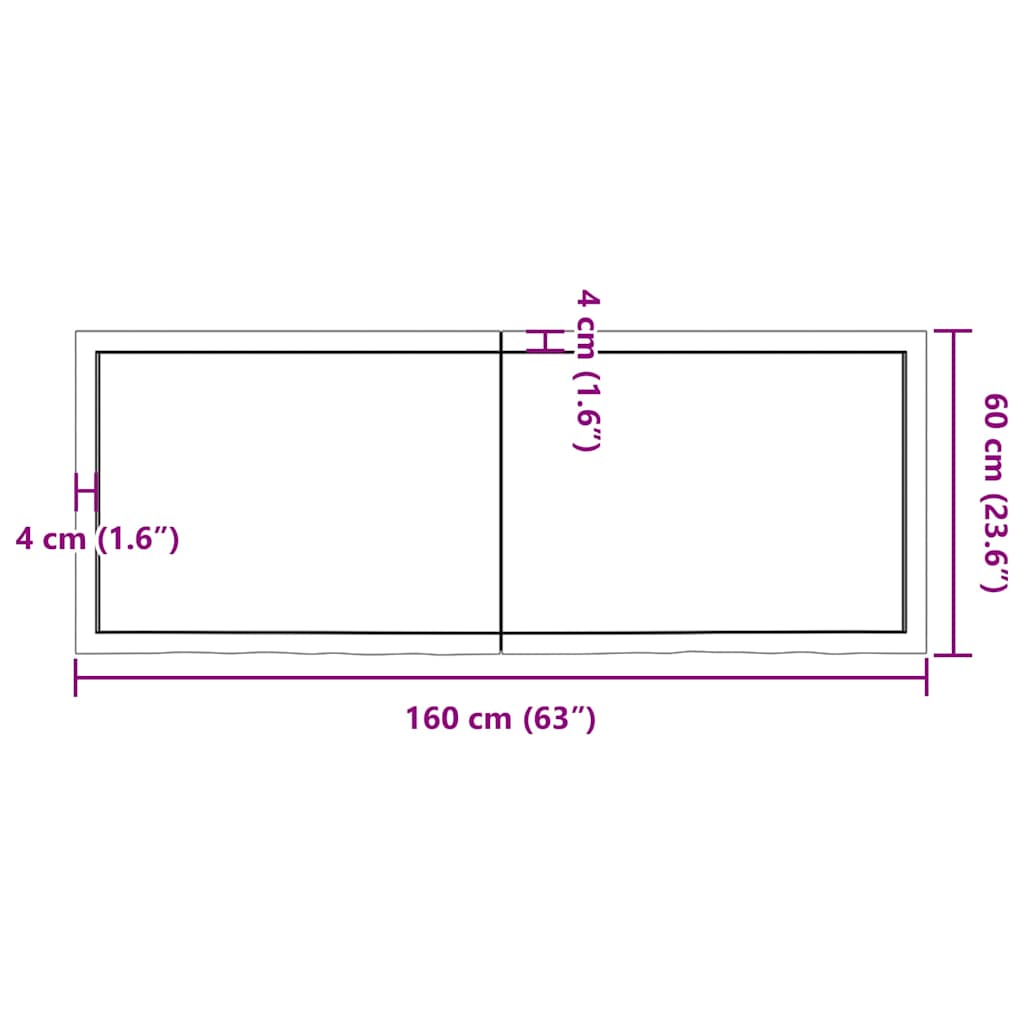 Bathroom Countertop Dark Brown 160x60x(2-4) cm Solid Wood